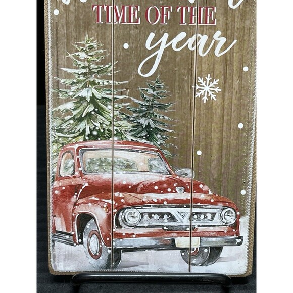 Christmas House Sign It's the Most wonderful Time of the Year Red Car Wall Decor - Picture 3 of 9